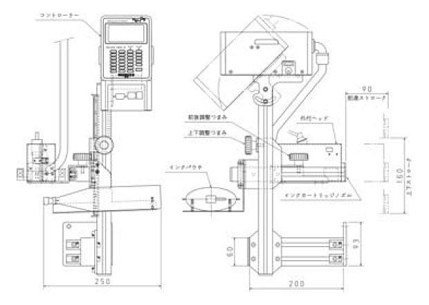 産業用IJP ヘリオスミニⅡ 外観図